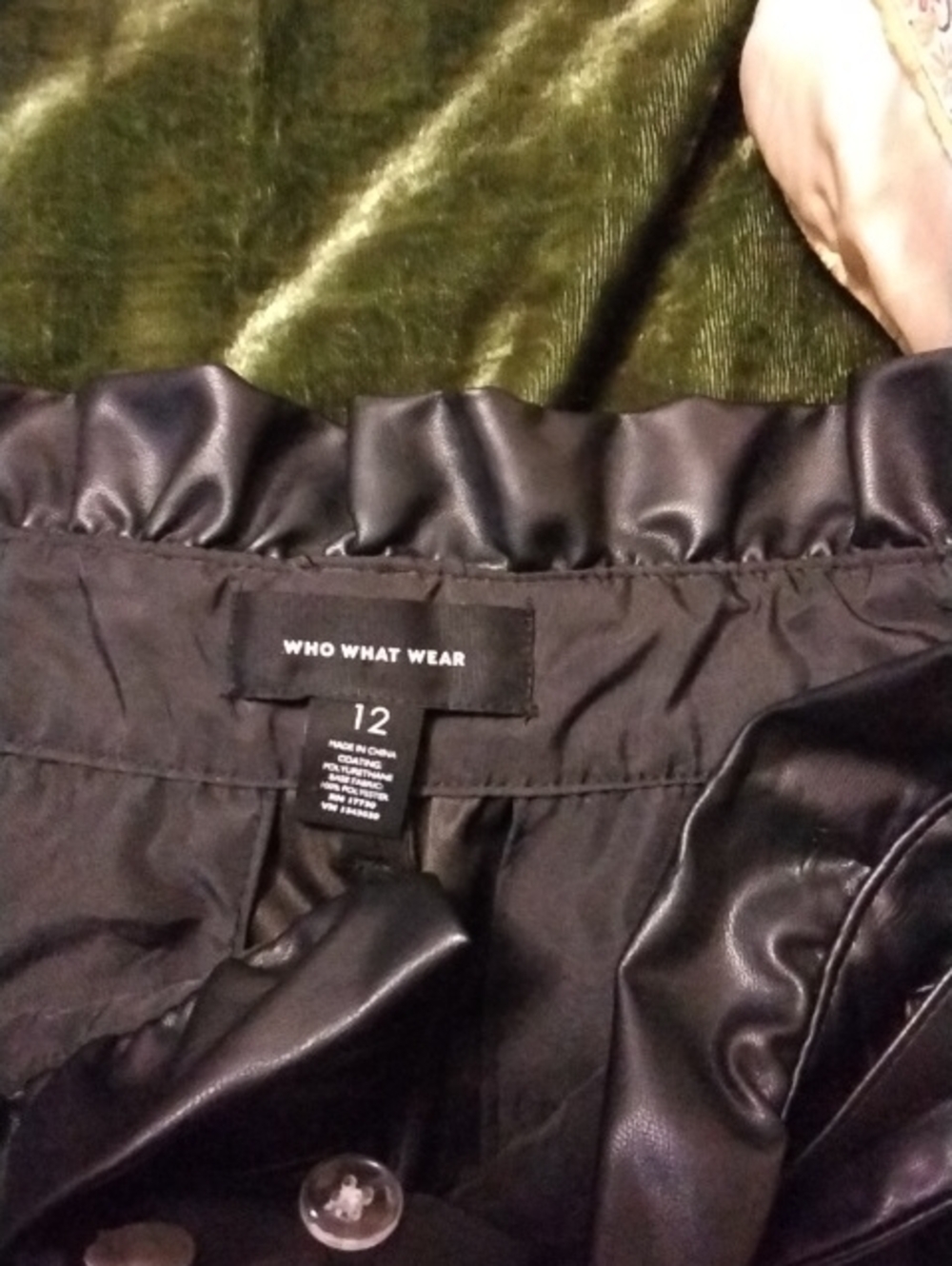 Who What Wear Black Faux Leather Pencil Skirt with Button Trim